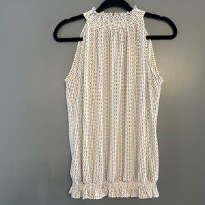 Sleeveless White and Black Polka Dot Top